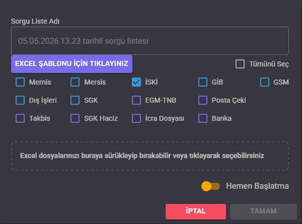İSKİ sorgu penceresi
